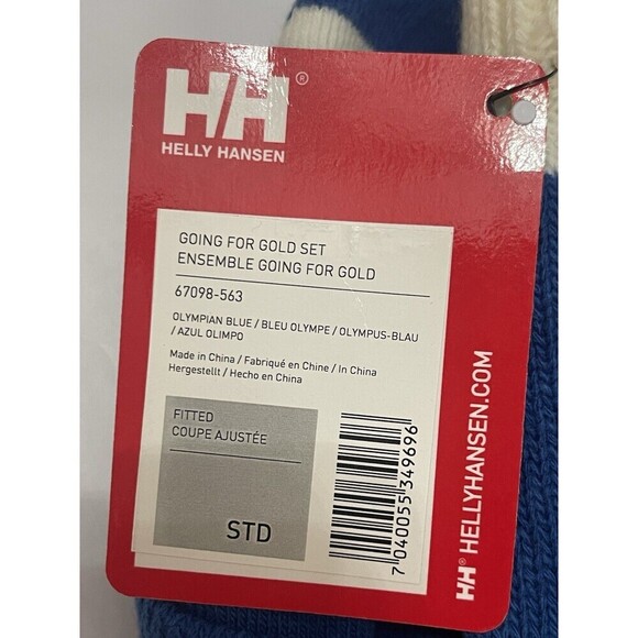 HELLY HANSEN Finland Going for Gold Hat Mittens Set Olympic Blue NEW Snow Ski - Picture 5 of 6